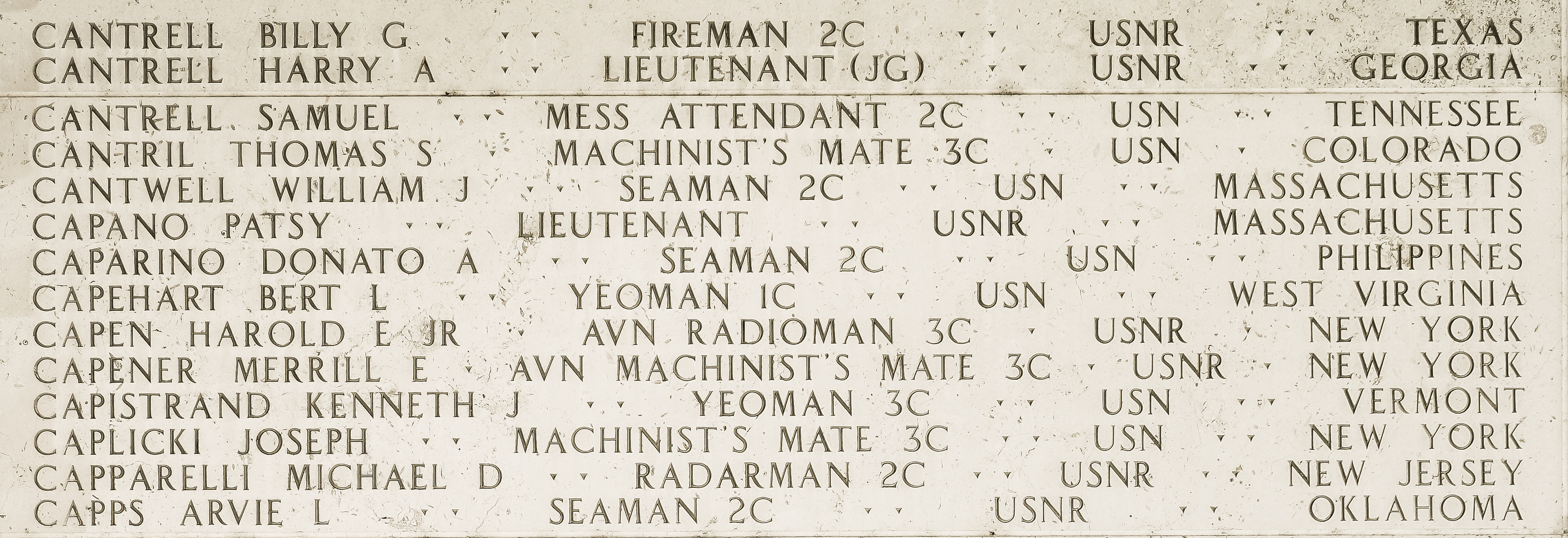 Kenneth J. Capistrand, Yeoman Third Class